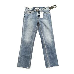 Vervet Melissa Mid-Rise Strecth Straight Jeans in Blue, Size 27